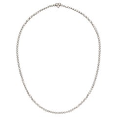 Tiffany & Co. Signed Diamond & Platinum Tennis Necklace with Heart-shaped Clasp