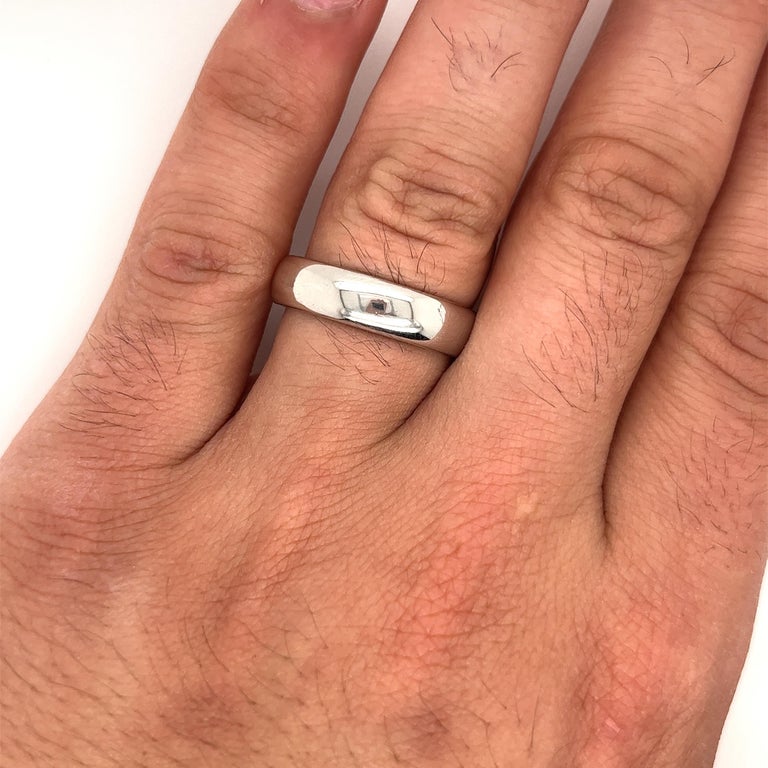 Tiffany and Signed Platinum Mens Wedding Band Ring For Sale at