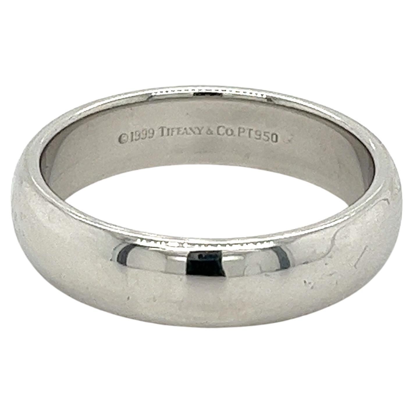 Tiffany & Co. Signed Platinum Mens Wedding Band Ring For Sale