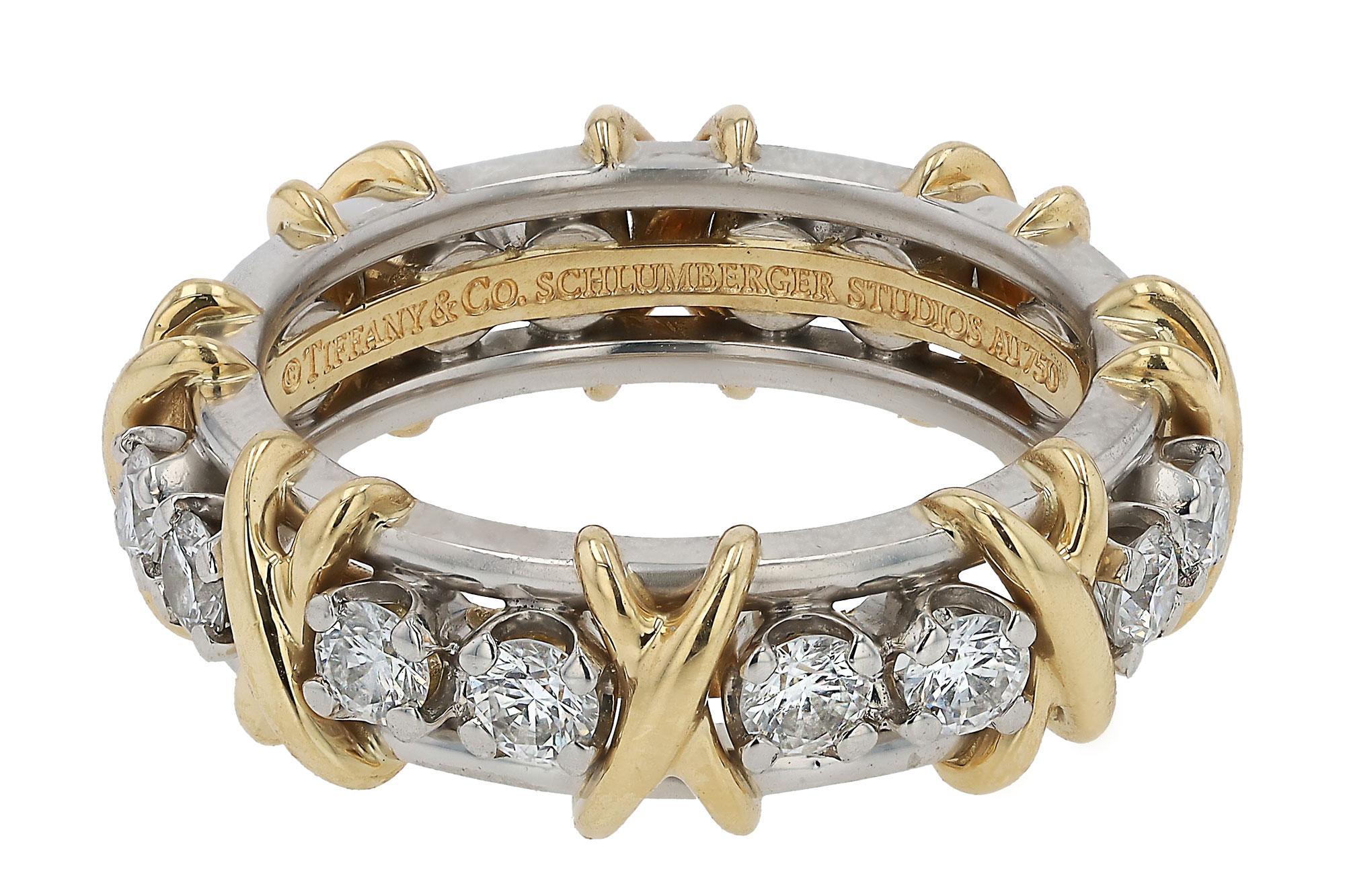 Contemporary Tiffany & Co Signed Schlumberger Diamond Band Size 7