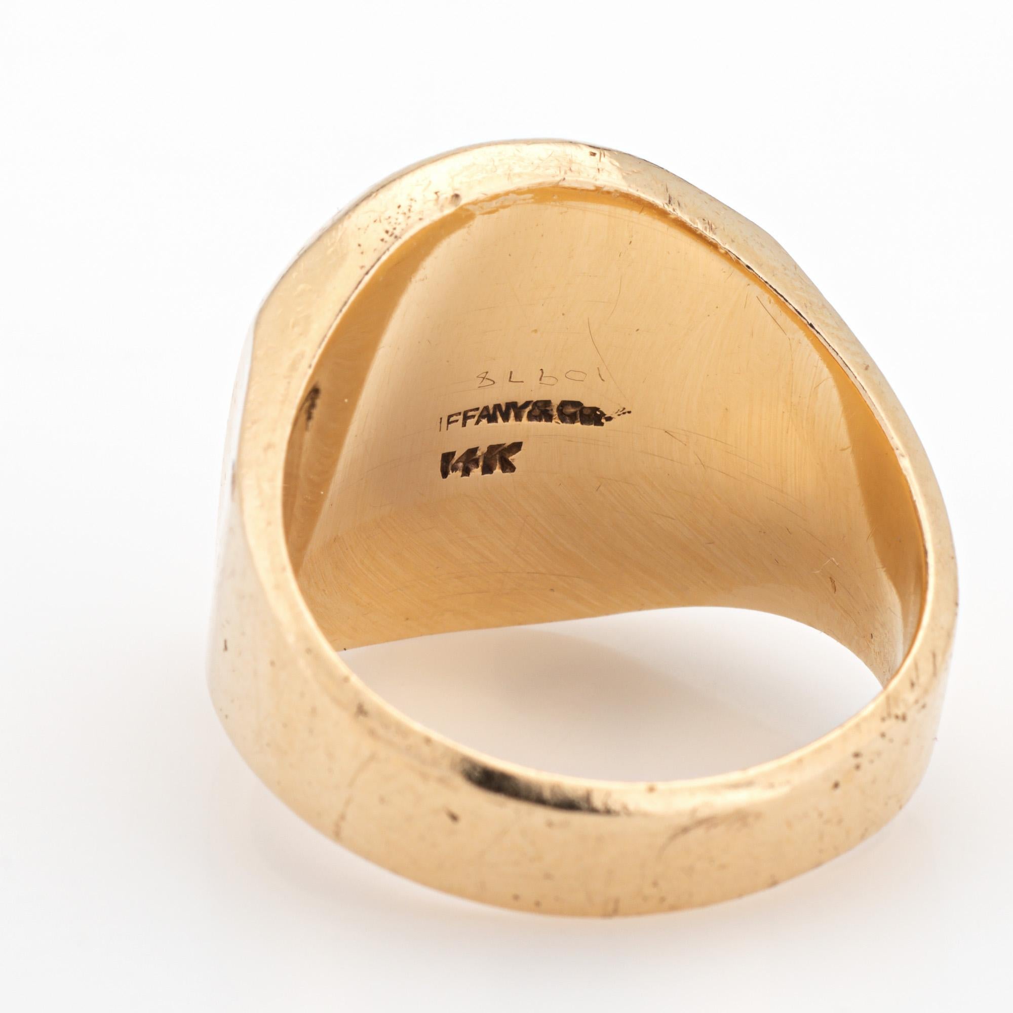 Tiffany & Co Signet Initial Ring Vintage 14k Yellow Gold Sz 7 Oval Jewelry In Good Condition In Torrance, CA