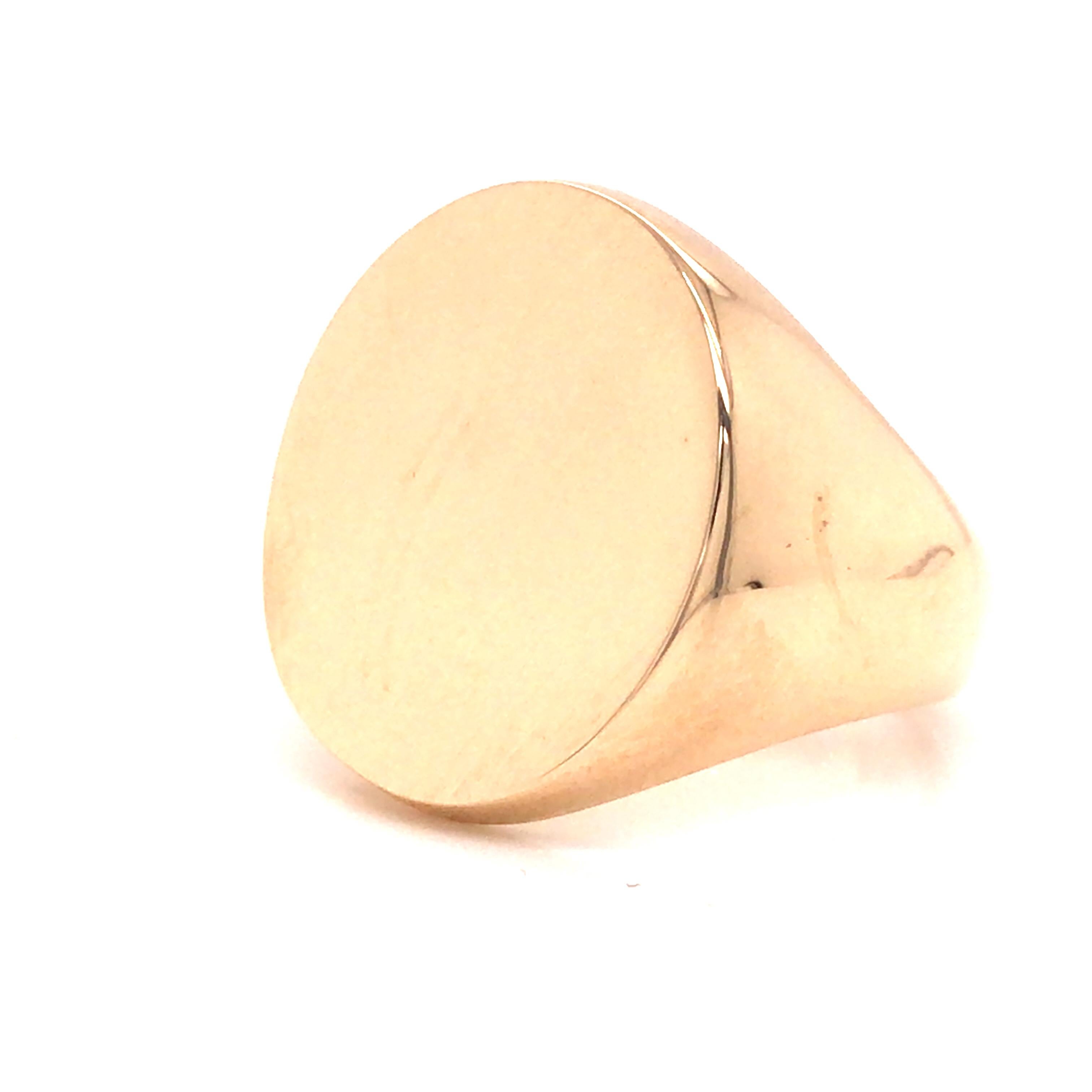 Tiffany & Co.  Signet Ring in 18K Yellow Gold.  The Ring measures 13/16 in length and 11/16 inch in width.  Stamped 