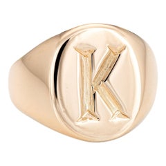 Tiffany & Co. Signet Ring Vintage 14 Karat Gelbgold Pinky Schmuck Buchstabe K