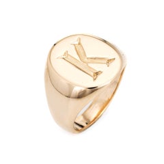 Tiffany & Co. Signet Ring Vintage 14 Karat Yellow Gold Pinky Jewelry Letter K