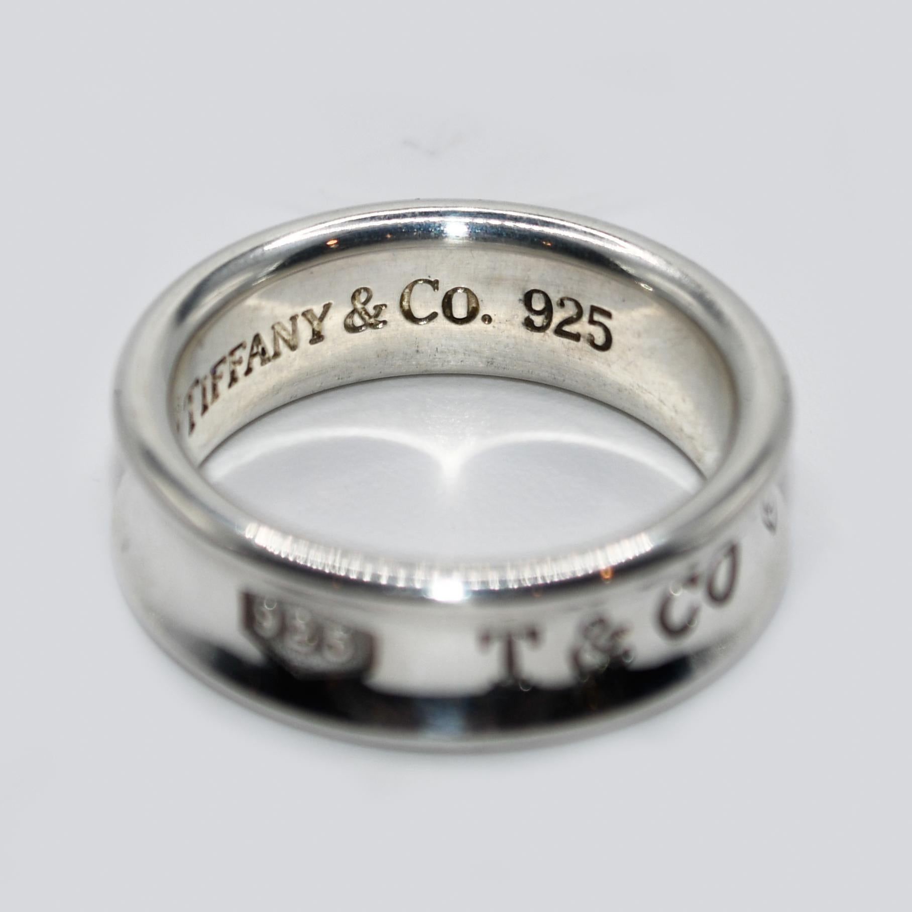 Tiffany & Co Silver 1837 Band, with Box In Excellent Condition For Sale In Laguna Beach, CA
