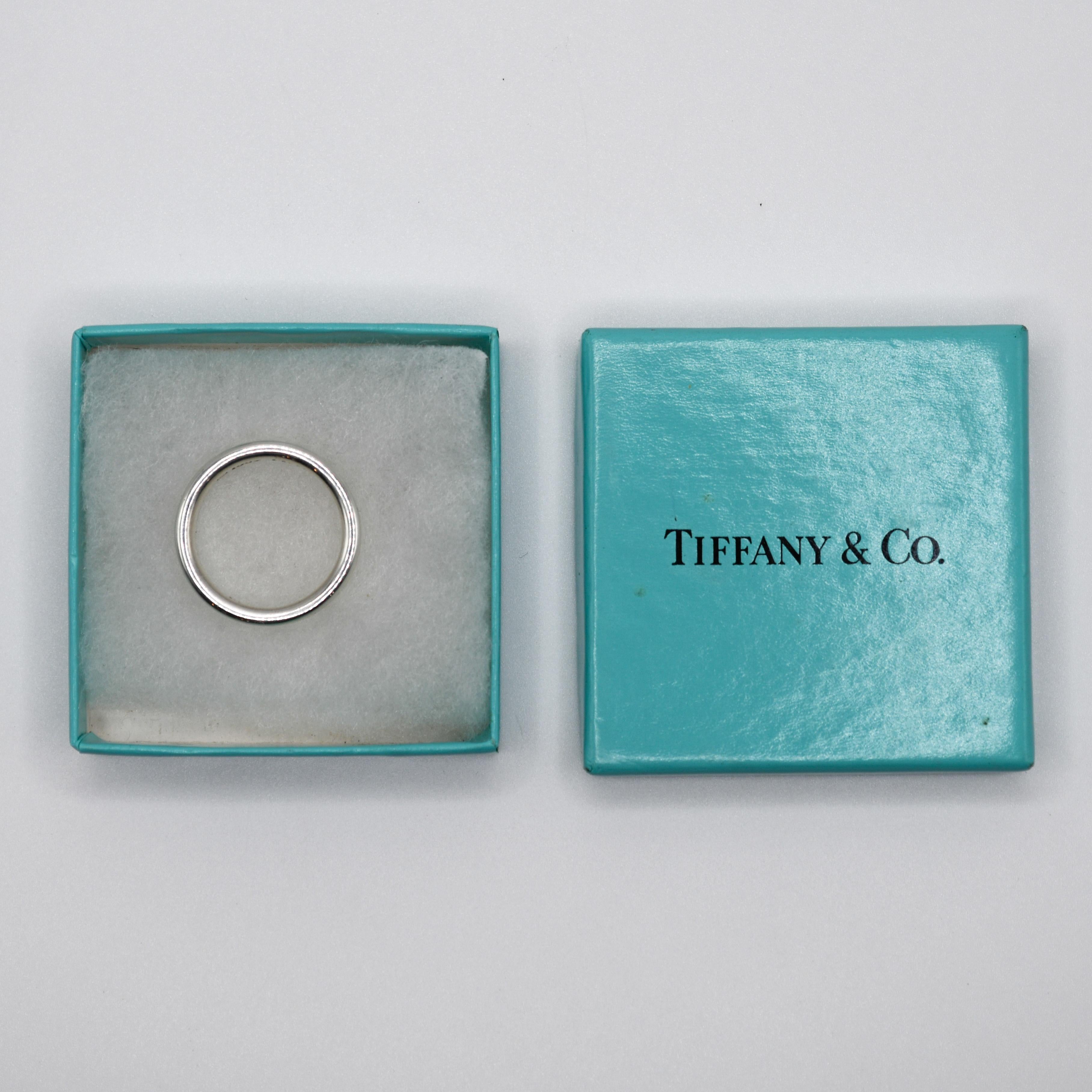 Women's or Men's Tiffany & Co Silver 1837 Band, with Box For Sale