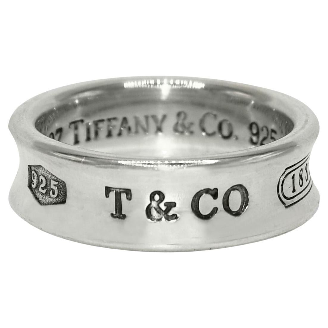 Tiffany & Co Silver 1837 Band, with Box For Sale
