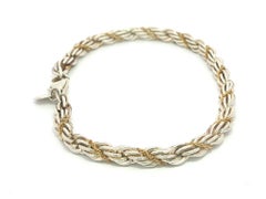 Tiffany & Co. Silver & 18k Yellow Gold Braided Rope Link Chain Bracelet