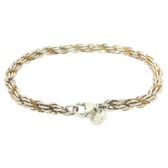 Tiffany & Co. Silver & 18k Yellow Gold Braided Rope Link Chain Bracelet