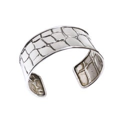 Retro Tiffany & Co. Silver Alligator Textured Cuff Bracelet