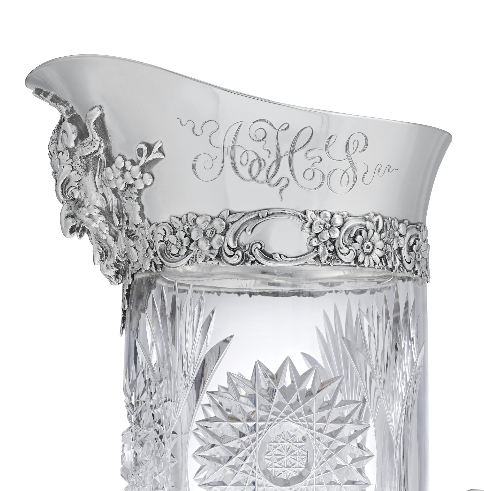 Tiffany & Co. Krug aus Silber und geschliffenem Glas (amerikanisch) im Angebot