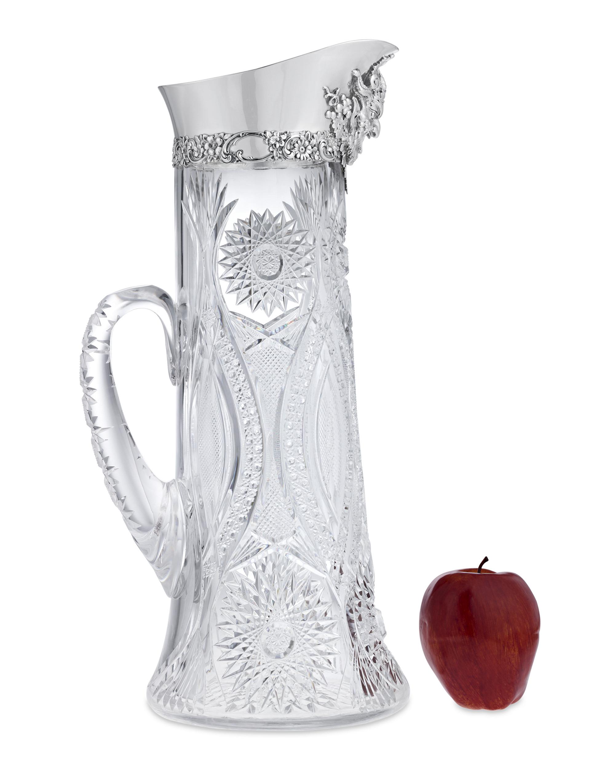 American Tiffany & Co. Silver And Cut Glass Pitcher For Sale