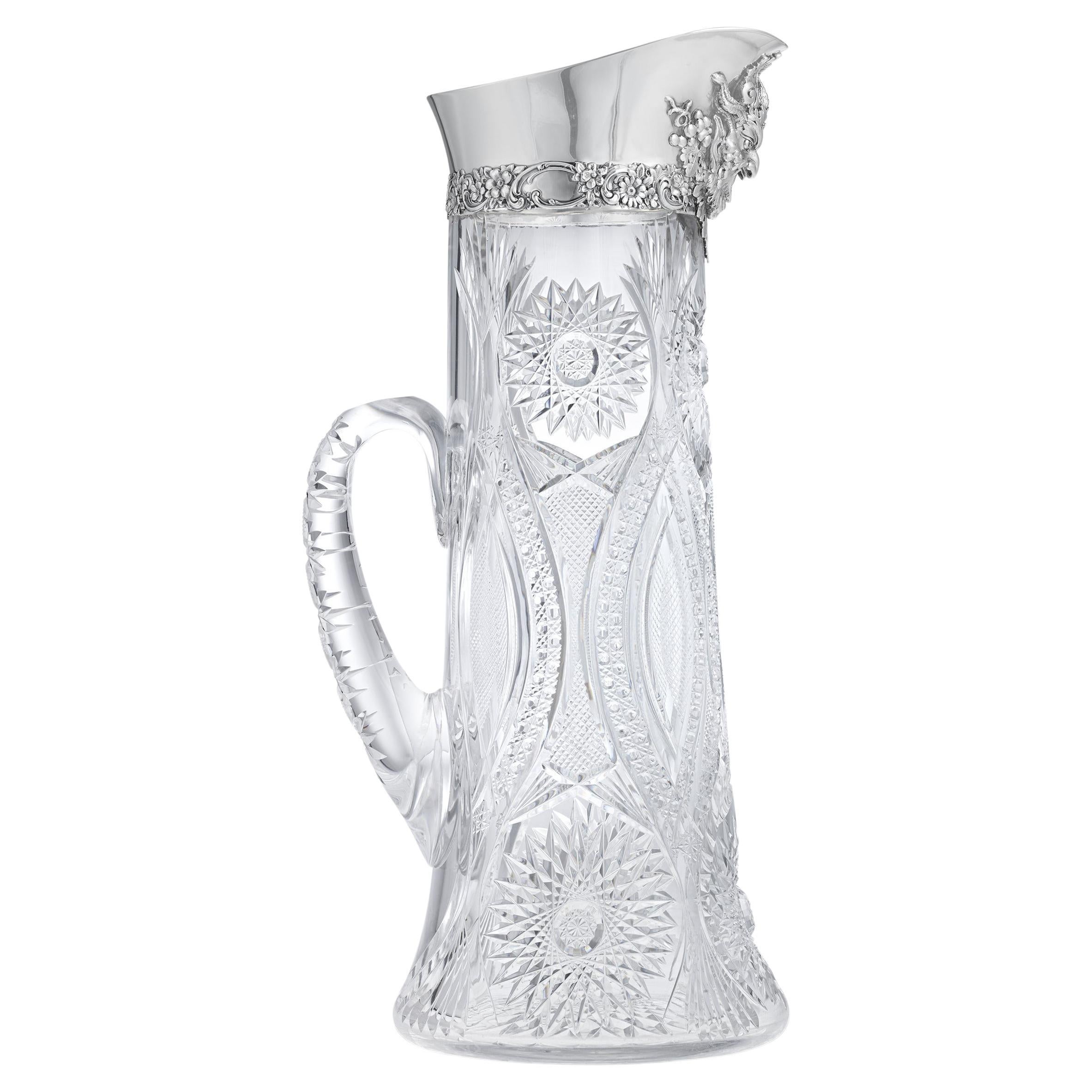 Tiffany & Co. Krug aus Silber und geschliffenem Glas im Angebot