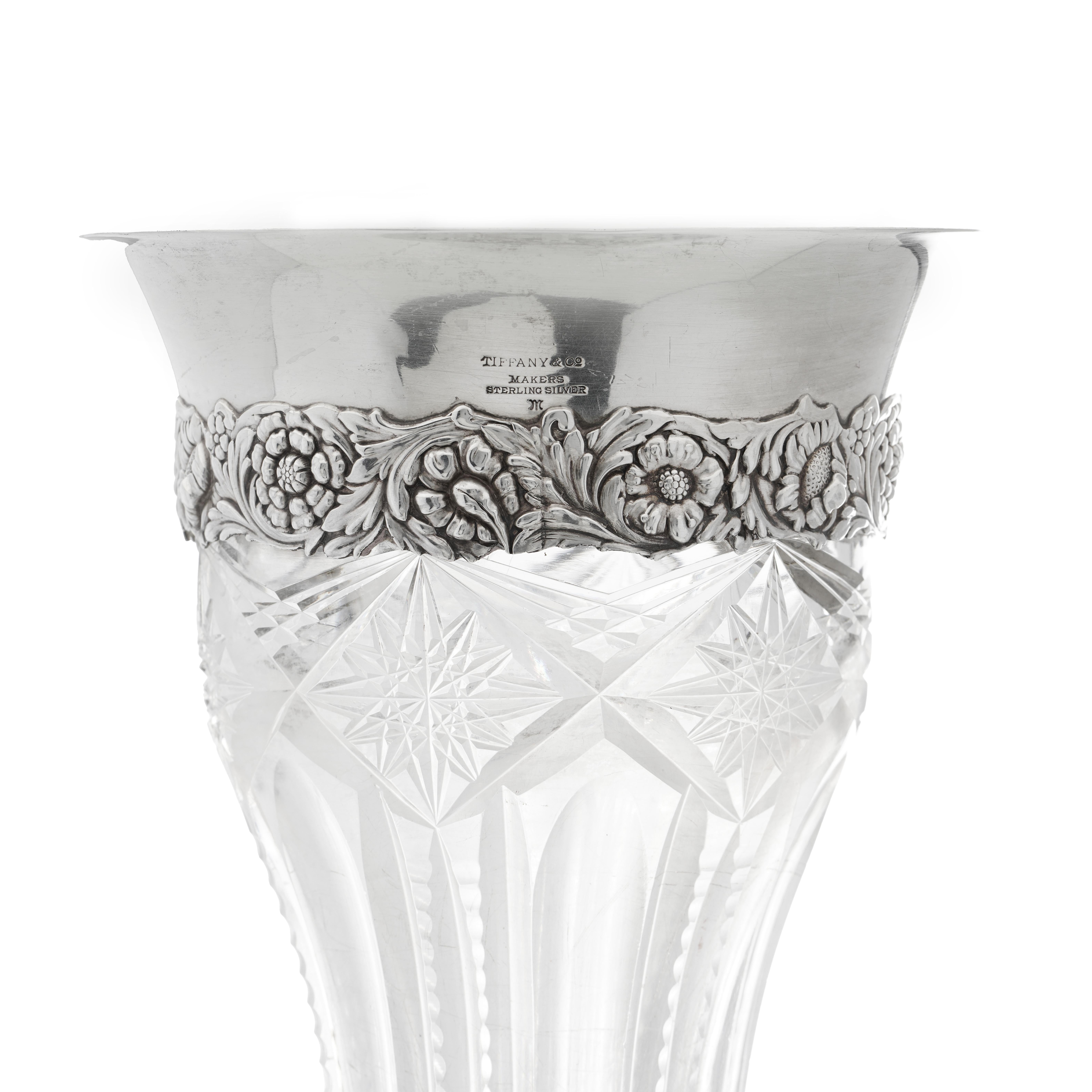American Tiffany & Co. Silver and glass vase For Sale