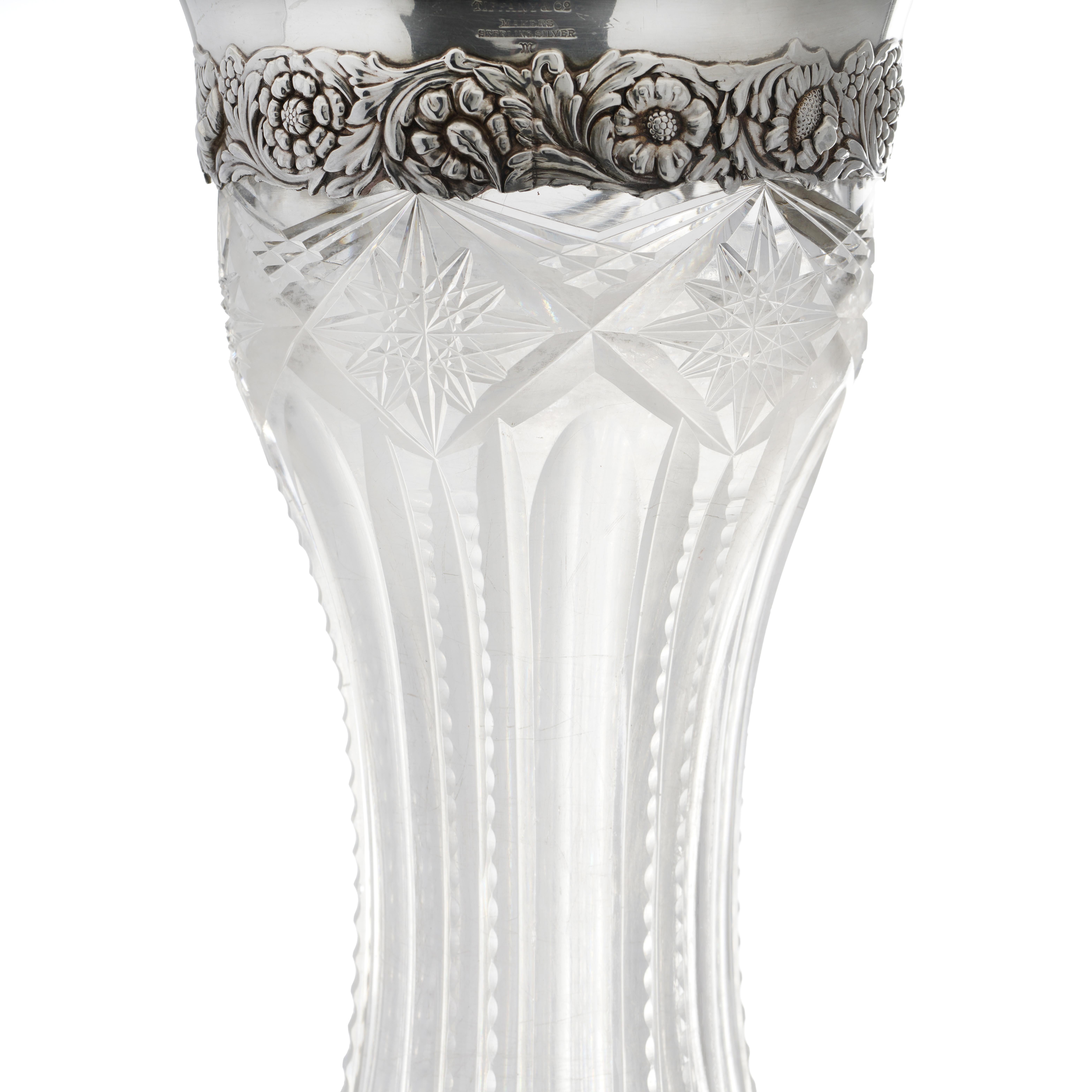 Tiffany & Co. Silver and glass vase For Sale 1