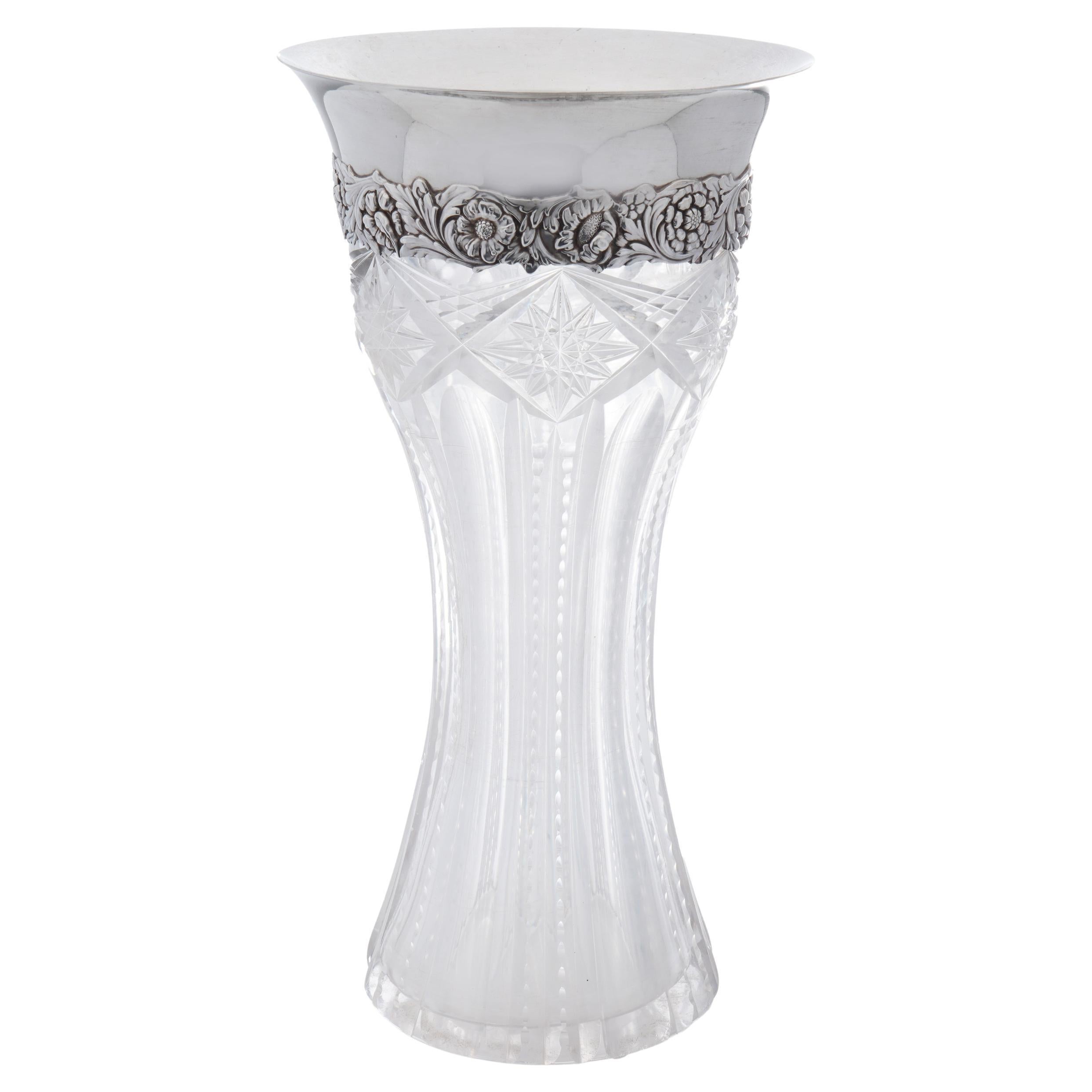 Tiffany & Co. Silver and glass vase For Sale