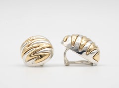 Tiffany & Co. Silver and Gold Zig Zag Dome Earrings