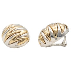 Tiffany & Co. Silver and Gold Zig Zag Dome Earrings