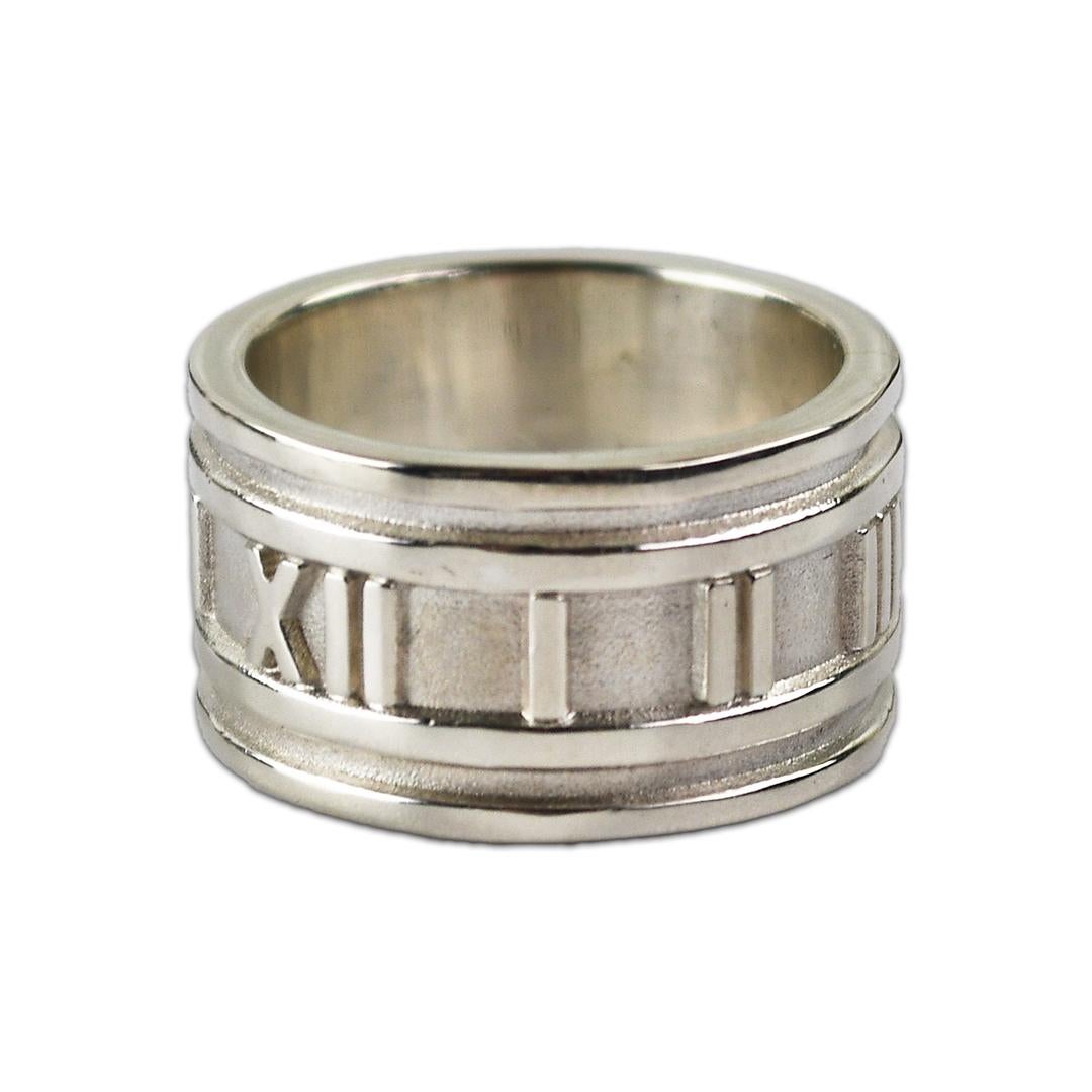 Tiffany & Co. Silver Atlas Roman Numeral Band Ring 11g For Sale