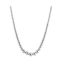 Tiffany & Co. Silver Bead Ball Necklace Graduated Strand Estate Jewelry