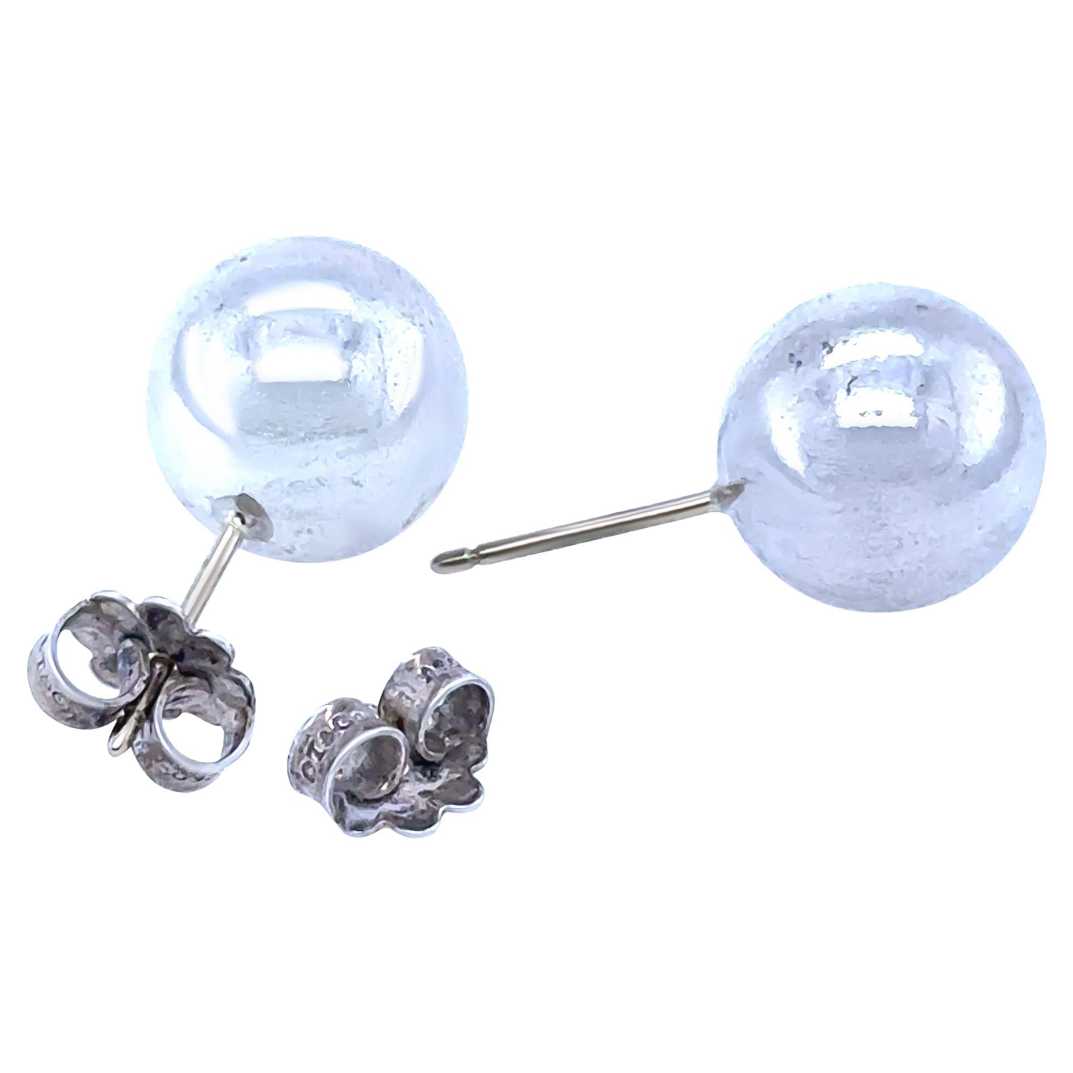 Tiffany & Co. Silver Bead Ball Stud Earrings 10mm 4.69g