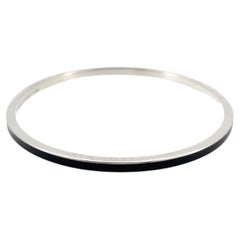 Tiffany & Co Silver Black Enamel Stripe Bangle Bracelet