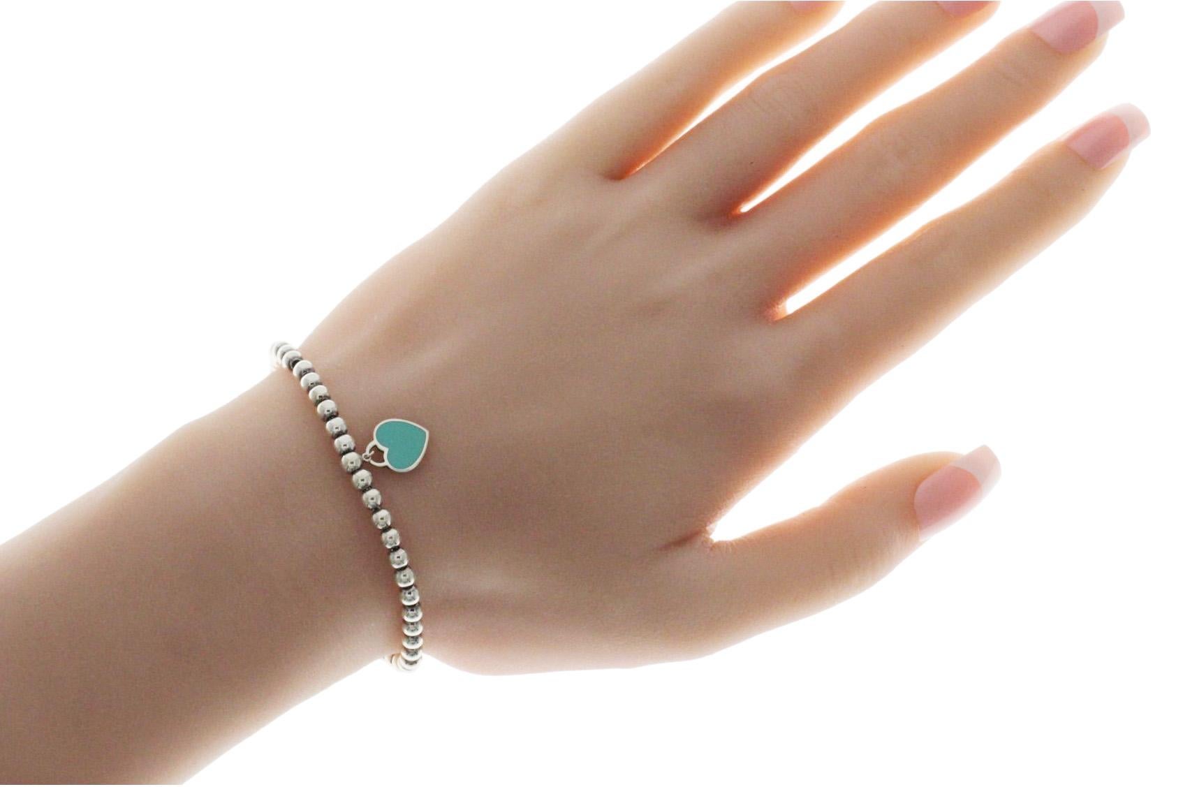 tiffany and co silver bracelet with blue heart