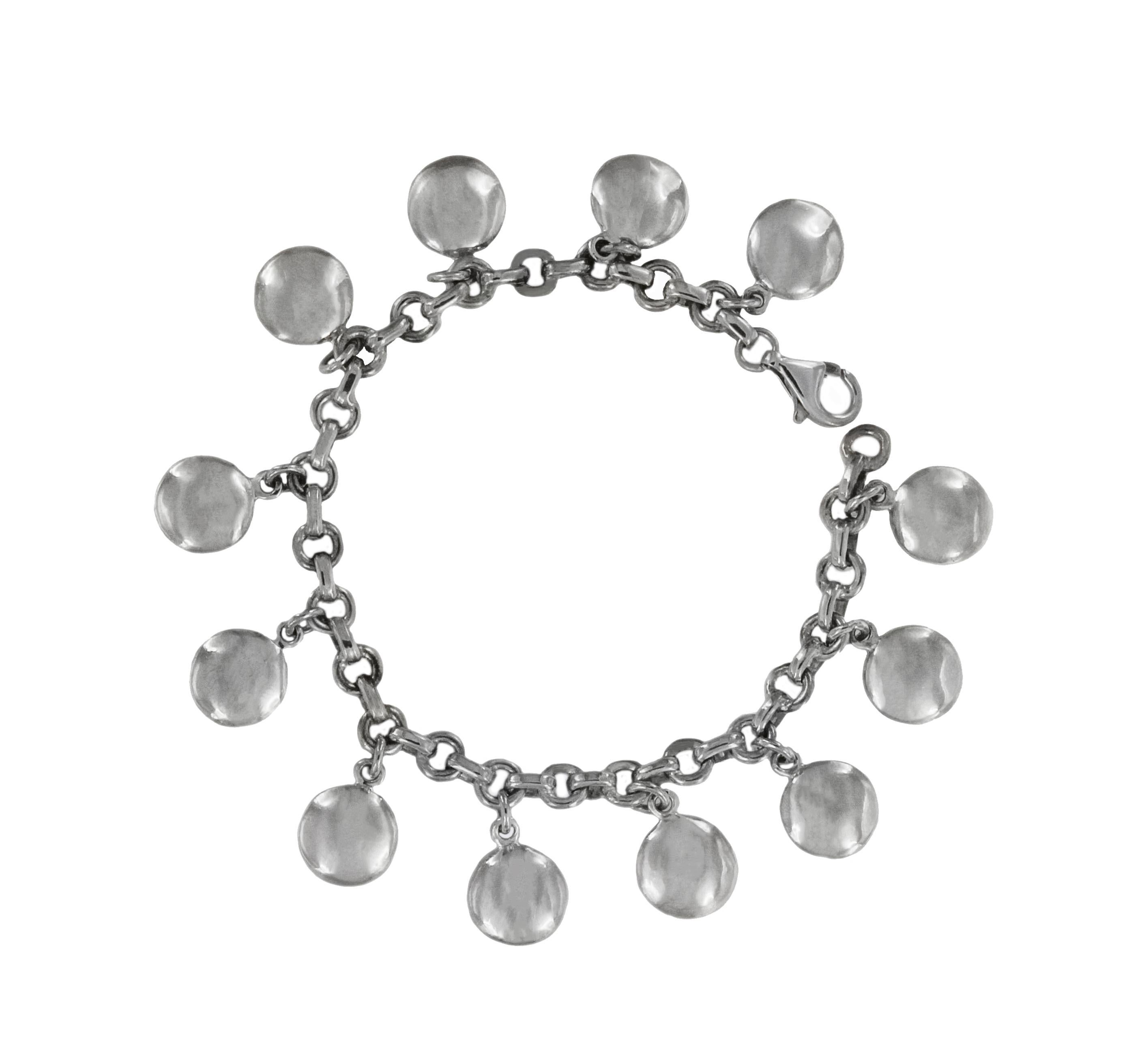 Tiffany & Co. Bracelet de breloques en argent avec disques ronds et paillettes Excellent état - En vente à New York, NY