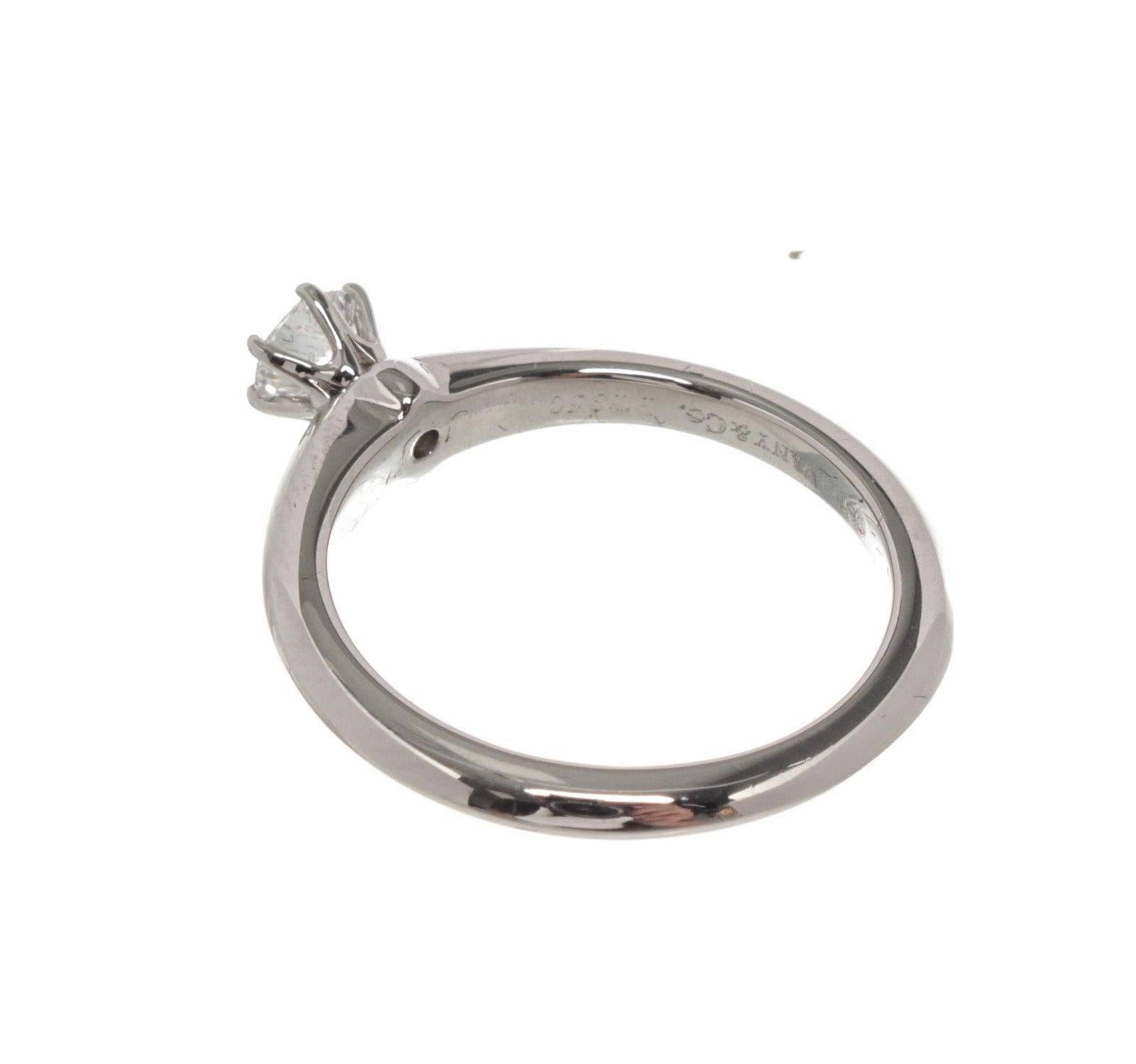 Tiffany & Co. Silver Diamond Solitaire Ring 4.5 In Good Condition In Irvine, CA
