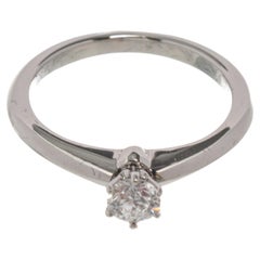 Tiffany & Co. Silver Diamond Solitaire Ring 4.5
