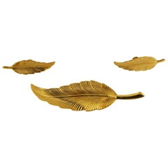Tiffany & Co. Silver Feather Earrings and Brooch Set