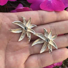 Tiffany & Co. Silver & Gold Cabochon Turquoise Pair of 2 Fireworks Pin Brooch