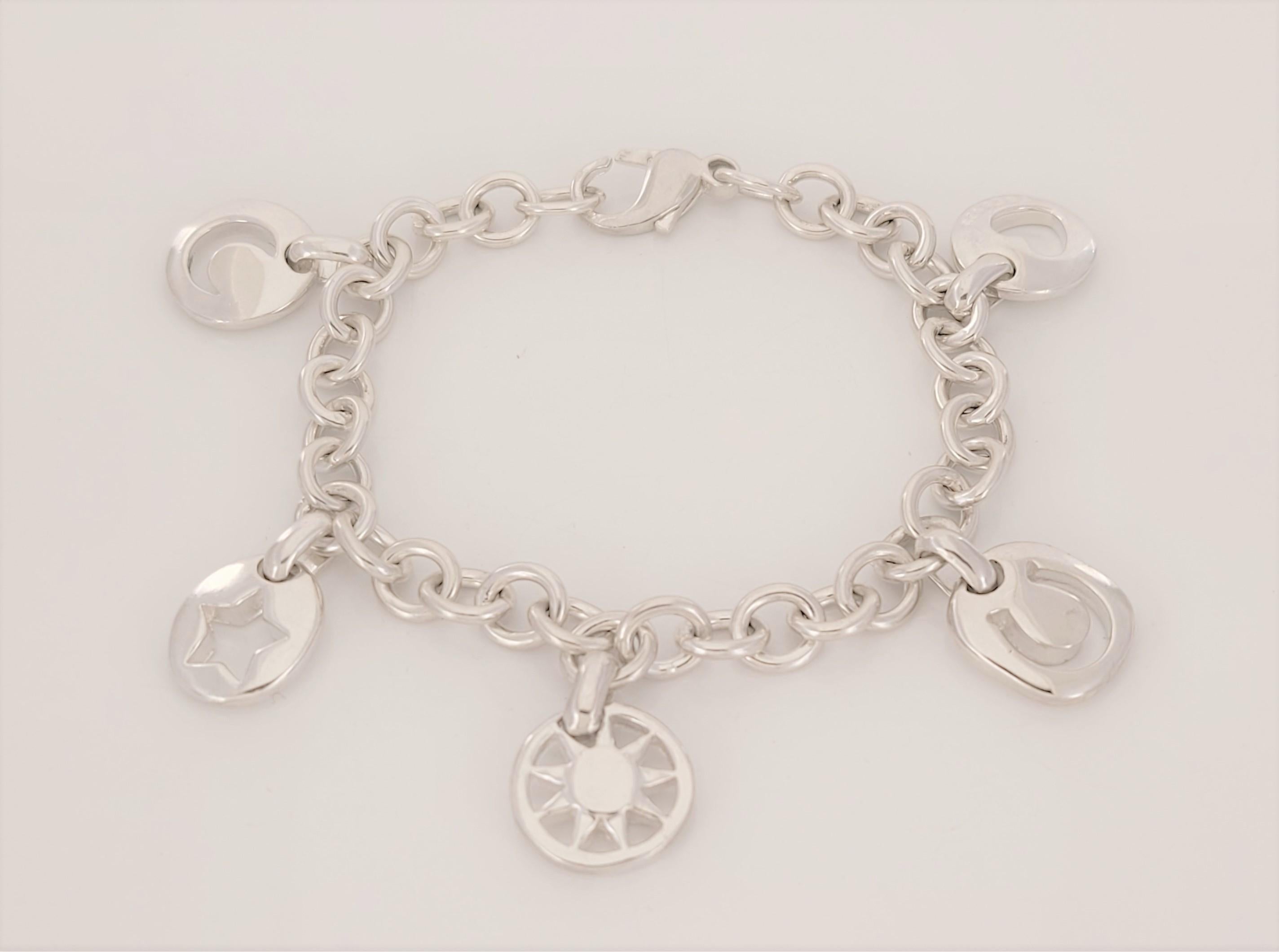 Tiffany & Co Silber Herz Sonnen Stern Mond Hufeisen Charm-Armband Damen im Angebot