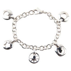 Retro Tiffany & Co Silver Heart Sun Star Moon Horseshoe Charm Bracelet