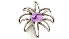 Tiffany & Co. Silver Large Cabochon Amethyst Fireworks Pin Brooch