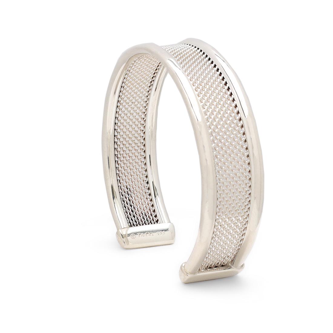 Tiffany & Co. Silver Mesh Cuff Bracelet In Excellent Condition In New York, NY
