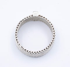Tiffany & Co. Silver Mesh Somerset Band Ring with 4 Diamonds