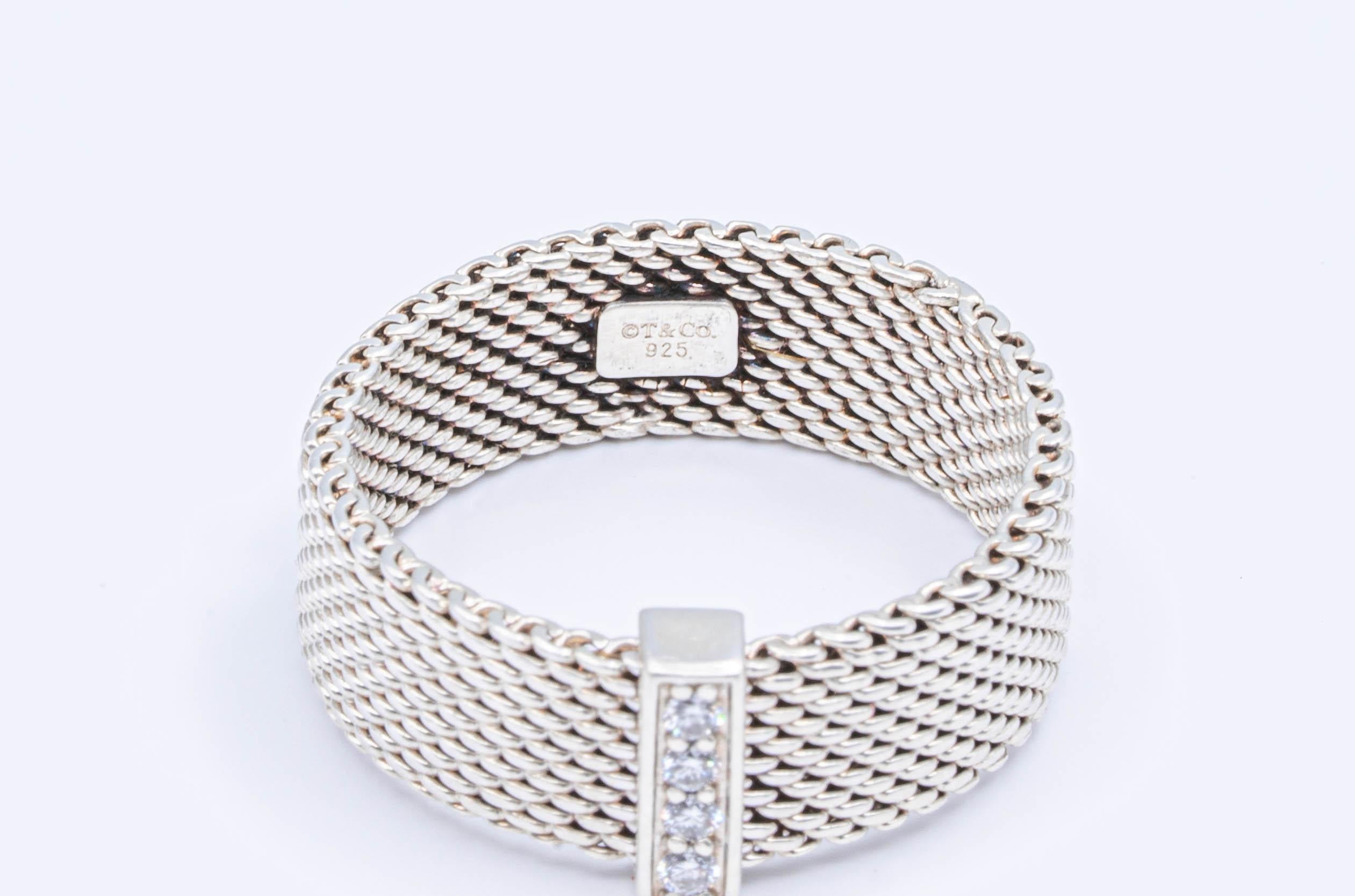 tiffany mesh ring with diamonds