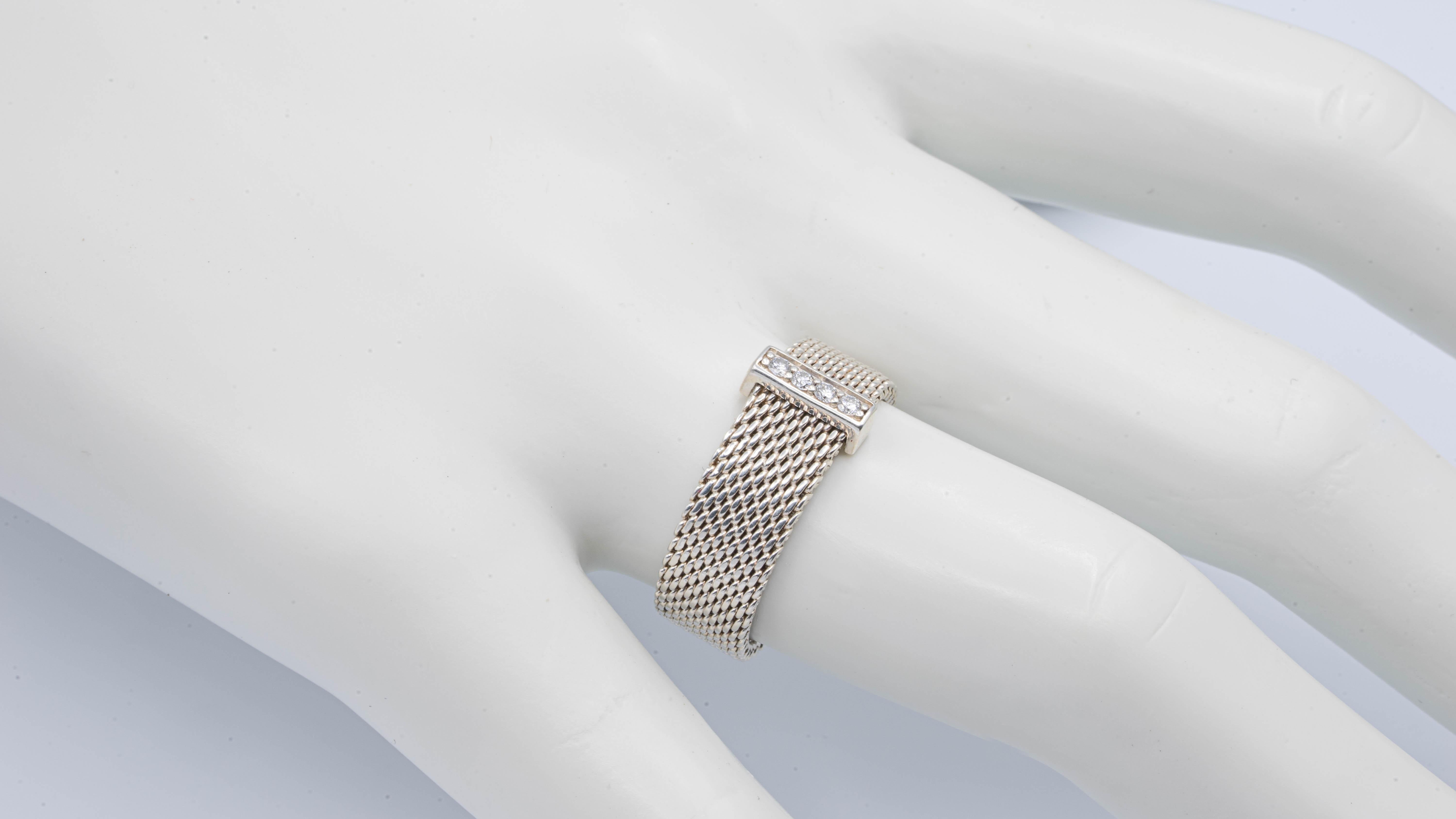 tiffany mesh silver ring