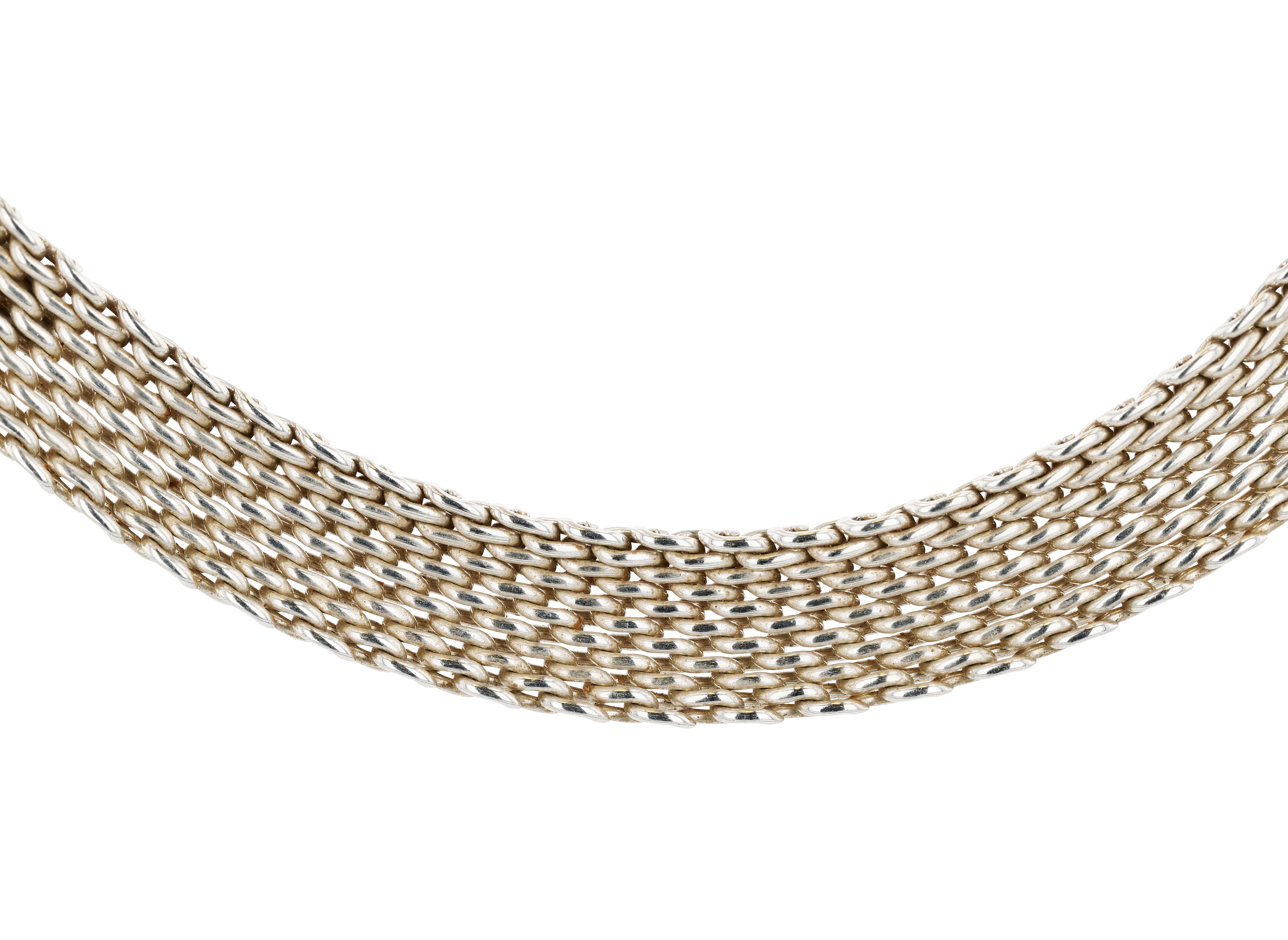 Tiffany & Co. Silver Mesh Somerset Necklace In Good Condition In Princeton, NJ
