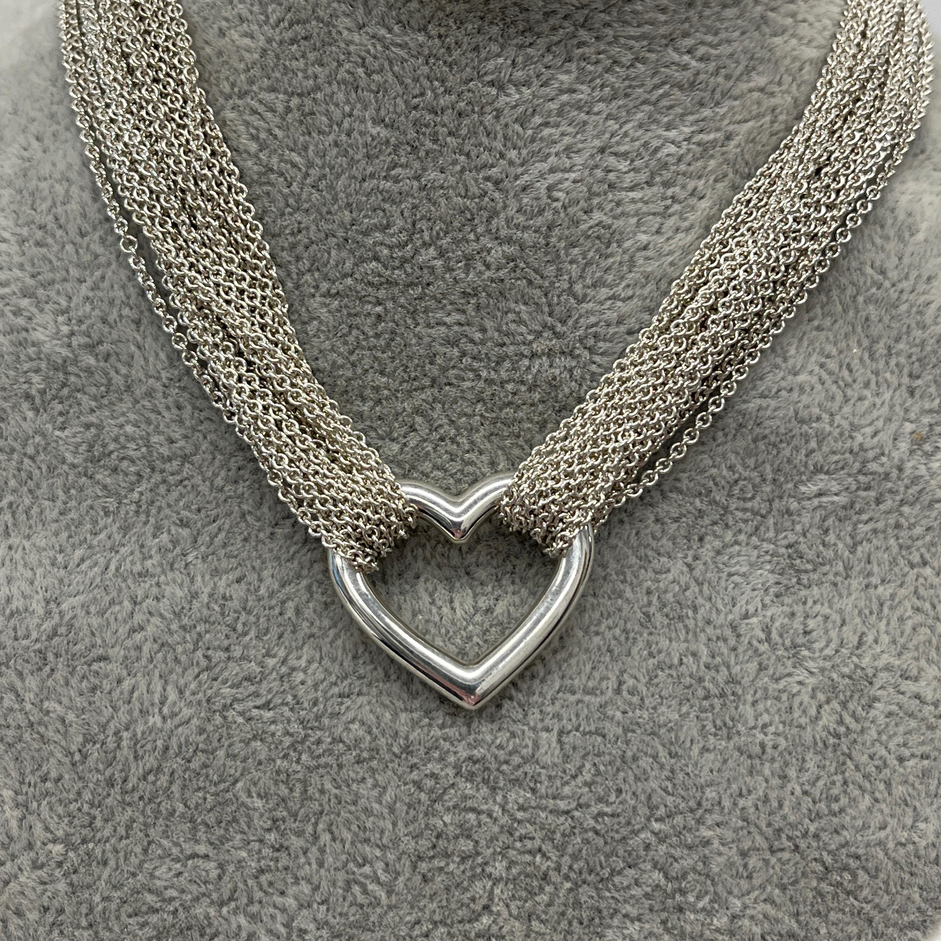 Tiffany & Co. Silver Multistrand Heart Necklace, 56.68g For Sale 1