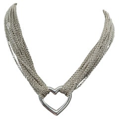 Tiffany & Co. Silver Multistrand Heart Necklace, 56.68g
