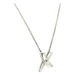 Tiffany & Co. Silver Paloma Picasso Diamond "X" Kiss Necklace