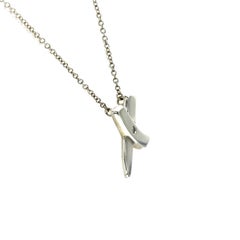 Tiffany & Co. Silver Paloma Picasso Diamond "X" Kiss Necklace