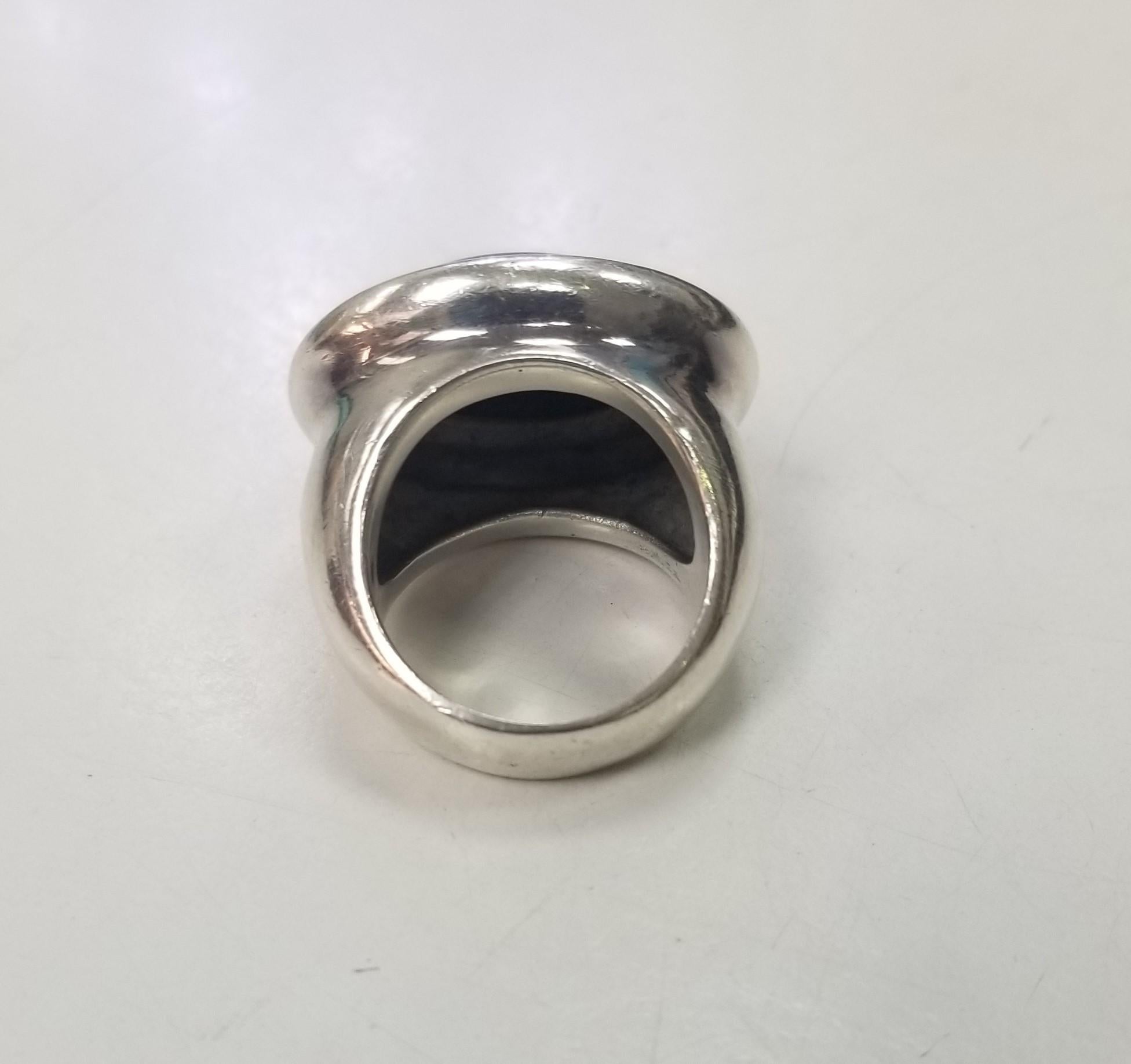 Tiffany & Co Silver Rare Huge Stunning Picasso Hematite Ring Size 6.5 In Excellent Condition For Sale In Los Angeles, CA