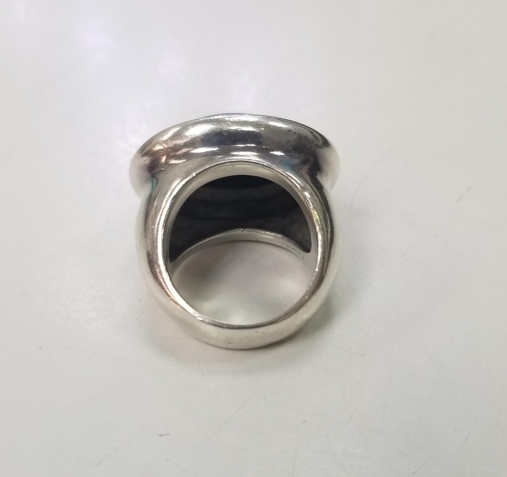 Tiffany & Co Silver Rare Huge Stunning Picasso Hematite Ring Size 6.5 In Excellent Condition In Los Angeles, CA