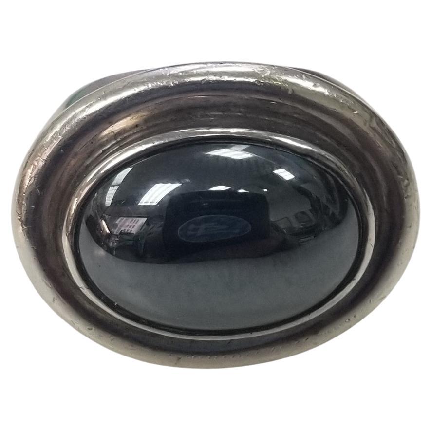 Tiffany & Co Silver Rare Huge Stunning Picasso Hematite Ring Size 6.5 For Sale
