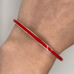 Tiffany & Co. Silberner Armreif mit roten Emaille-Streifen
