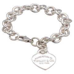 Tiffany & Co. Silver Return to Tiffany Heart Tag Link Bracelet 7.5" - 10mm