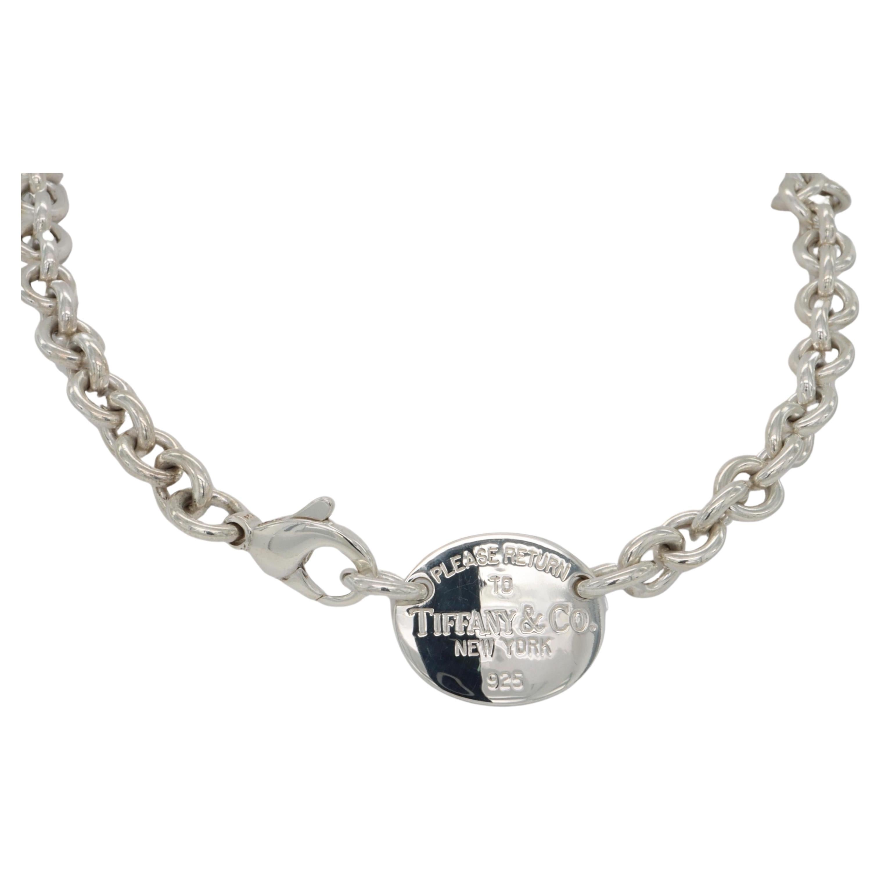 Tiffany & Co. Silver Return To Tiffany Oval Tag Charm Link Necklace